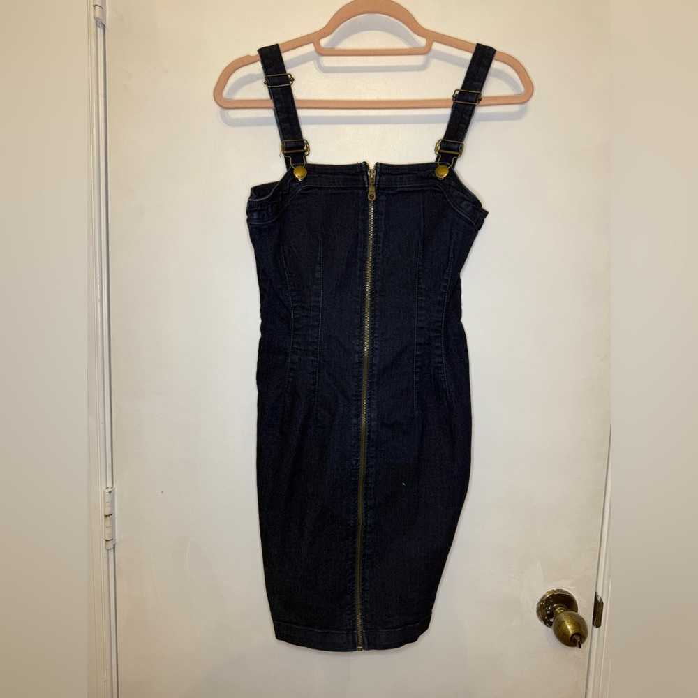Dark Blue Denim Dress with Front Zipper